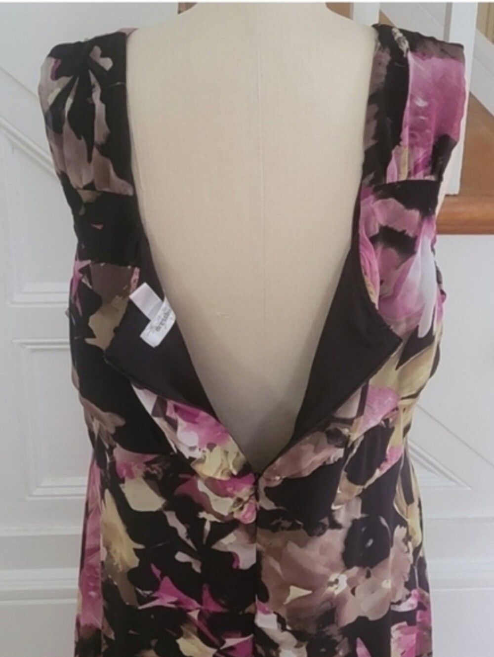 DRESS BARN Floral Black and Pink Dress Plus Size 22 - Picture 5 of 8